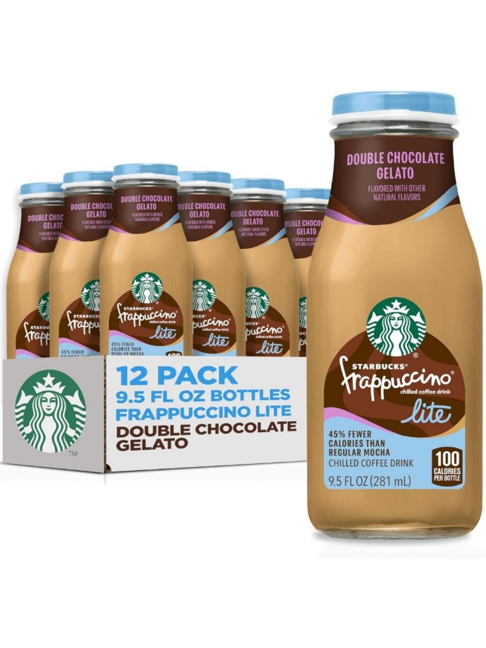 Chocolate Gelato Frappuccino Lite, 9.5oz Bottles - 12 Pack Refreshing Treat